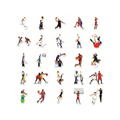50PCS Cartoon Classic Action Basketball Graffiti Stickers Exquisite and Stylish DIY Creative Decorative Stickers for Notebooks Suitable for Suitcases, Laptops, Skateboards, Water Bottles, and Stationery Cases