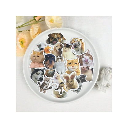 50PCS Adorable Cat & Dog Funny Emoticon Doodle Stickers Exquisite, Fashionable, Creative DIY Journal Decorations Suitable for Notebooks, Skateboards, Bags, Stationery Cases