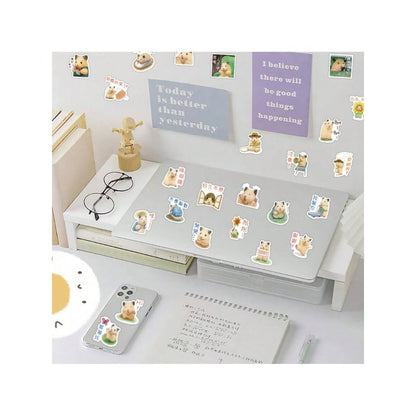 40PCS Cartoon Hamster Adorable Doodle Stickers Exquisite, Fashionable, Creative DIY Plain Notebook Decorative Decals Suitable for Suitcases, Laptops, Skateboards, Water Bottles, Helmets, Stationery Boxes