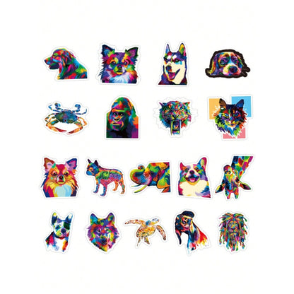 50PCS Cartoon Fresh & Vibrant Pet-Themed Decals Stylish & Creative DIY Journal Stickers Perfect for Water Bottles, Helmets, Skateboards, and Stationery Cases