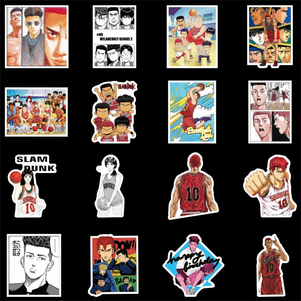 50PCS Slam Dunk Anime Doodle Stickers Perfect for Helmets, Luggage, Phone Cases, Laptops, Stationery Boxes, Water Bottles Exquisite DIY Desktop Decor Decals