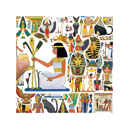 50PCS Cartoon Ancient Egypt Graffiti Stickers Exquisite, Fashionable, Creative DIY Journal Decorations Suitable for Bags, Skateboards, Laptops, Refrigerators, Phone Cases, and Stationery Boxes
