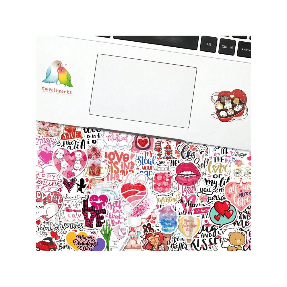 50PCS Valentine's Day Love Romantic Doodle Stickers Exquisite Fashion Creative DIY Journal Decorative Decals Suitable for Refrigerators, Skateboards, Suitcases, Laptops, and Stationery Boxes