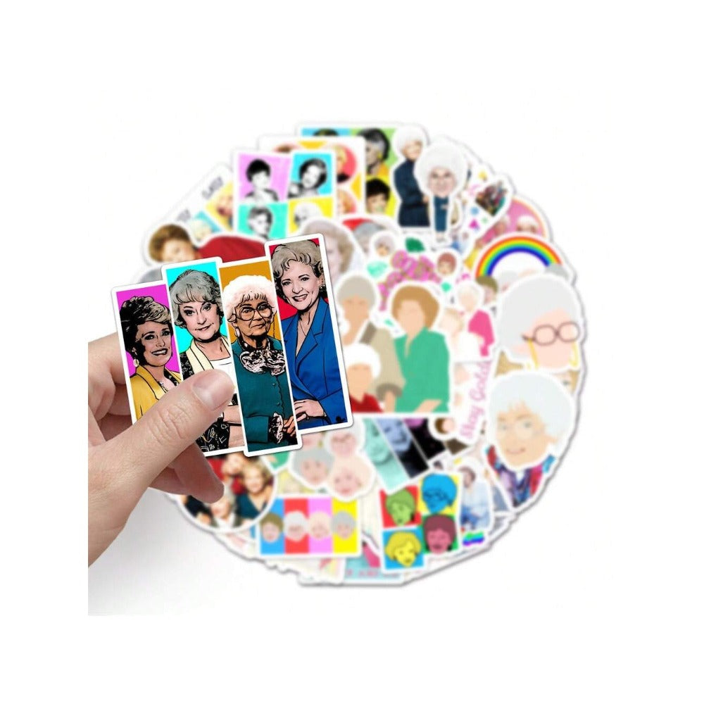 50PCS American Classic Series Gold Girl Graffiti Stickers Exquisite, Fashionable, Creative DIY Journal Decorations Suitable for Notebooks, Diaries, Skateboards, Water Bottles, and Stationery Cases