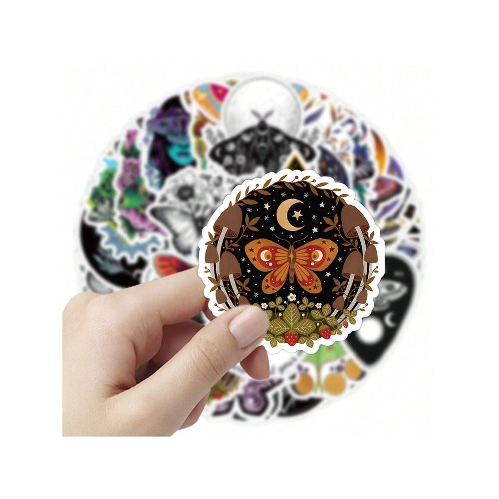 50PCS Cartoon Ghost Moth Doodle Stickers Exquisite, Fashionable, Creative DIY Decorative Sticker Sheets Perfect for Notebooks, Laptops, Stationery Boxes
