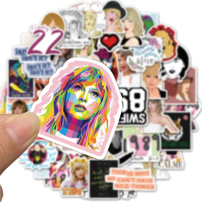 50PCS Taylor Swift Music Album Merchandise Stickers Featuring Popular European and American Singer Perfect for Decorating Luggage, Laptops, Skateboards, Water Bottles, Stationery Cases, and Desktops