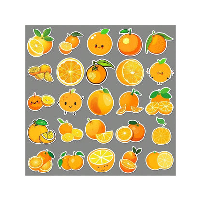 50PCS Cartoon Orange Fruit Doodle Stickers for Refrigerator, Laptop, Phone Case, Skateboard, Stationery Box, and Desktop Decor