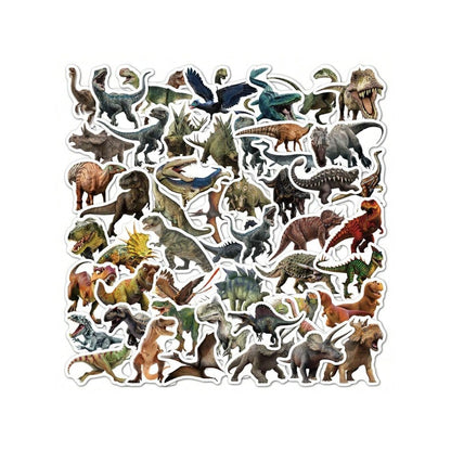 50PCS Jurassic Dinosaur Cartoon Doodle Stickers Exquisite, Stylish, Creative Decorative Decals for Handbooks Suitable for Skateboards, Refrigerators, Laptops, and Stationery Boxes
