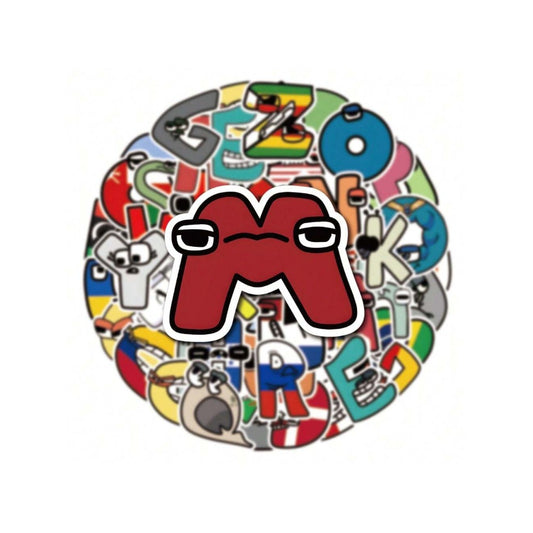50PCS Adorable Cartoon Alphabet Doodle Stickers Exquisite, Fashionable, Creative DIY Decorative Stickers for Notebooks, Water Bottles, Helmets, Guitars, Stationery Boxes, and Desktops
