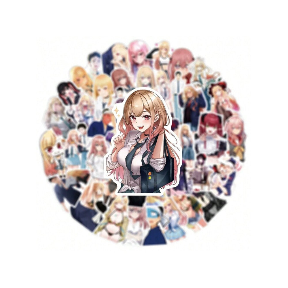 50PCS Anime Dress-Up Dolls Falling in Love Graffiti Stickers Exquisite Fashion Creative DIY Decorative Decals Suitable for Luggage, Laptops, Skateboards, Water Bottles, Stationery Cases, and Desktops