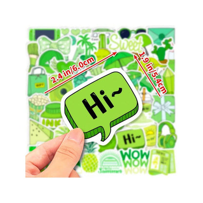 50PCS Cartoon Green Fresh & Cute Graffiti Stickers Exquisite Creative DIY Decorative Decals Suitable for Skateboards, Guitars, Laptops, Water Bottles, Helmets, Stationery Boxes, and Desktops