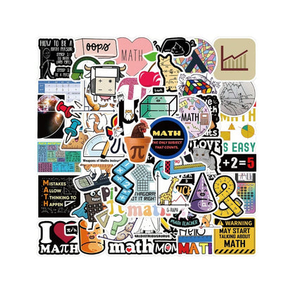 50PCS Cartoon Math Number Pattern Doodle Stickers Exquisite, Stylish, Creative DIY Journal Decorations Suitable for Cups, Helmets, Skateboards, Refrigerators, and Stationery Boxes
