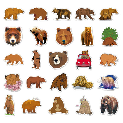50PCS Hygge Bear Stickers - Cozy Forest Doodle Decals for Cabin Journals, Mindfulness Logs & Slow Living Adventure Kits