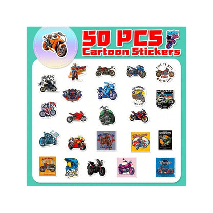 50PCS Cartoon Dirt Bike Graffiti Stickers Exquisite, Stylish, Creative DIY Decorative Decals Suitable for Laptops, Suitcases, Guitars, Stationery Boxes, and Desktops