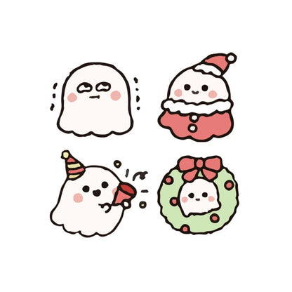 50PCS Cartoon Animated Cute Ghosties Doodle Stickers Exquisite Fashion Creative DIY Decorative Sticker Decals Perfect for Mugs, Helmets, Skateboards, Stationery Boxes, and Desktops