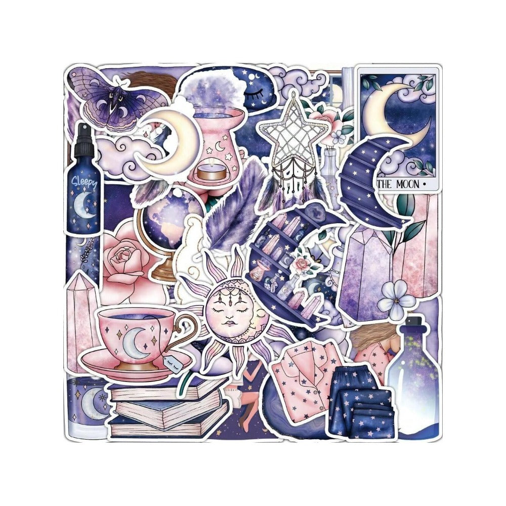 50PCS Cartoon Illusion Magic Doodle Stickers Exquisite and Stylish DIY Decorative Decals Suitable for Skateboards, Guitars, Helmets, Water Bottles, Stationery Boxes, and Desktops