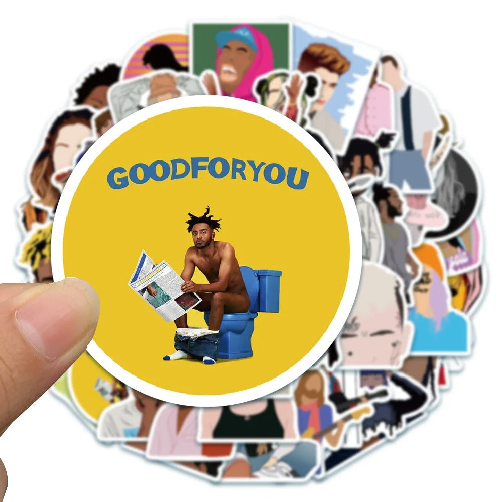 50PCS Lil Peep Graffiti Stickers for Hip-Hop Music Suitable for Notebooks, Luggage, Skateboards, Water Bottles, Stationery Cases, and Desktop Decor