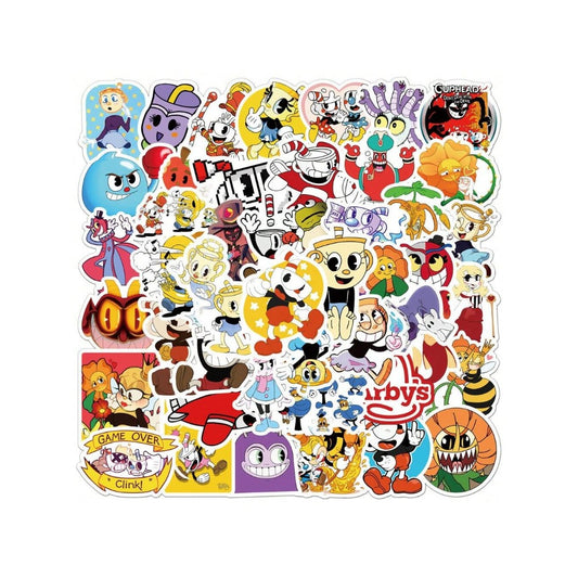 50PCS Cartoon Game Cuphead Adventure Doodle Stickers Exquisite, Stylish, Creative DIY Decorative Stickers for Notebooks Suitable for Suitcases, Laptops, Skateboards, Water Bottles, and Stationery Cases