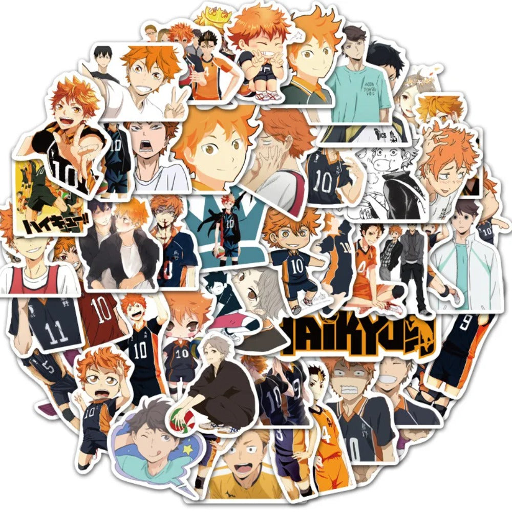 50PCS Haikyu!! Inspired Volleyball Stickers - Anime Sports Doodle Decals for Water Bottles, Laptops & Fan Merch Collection