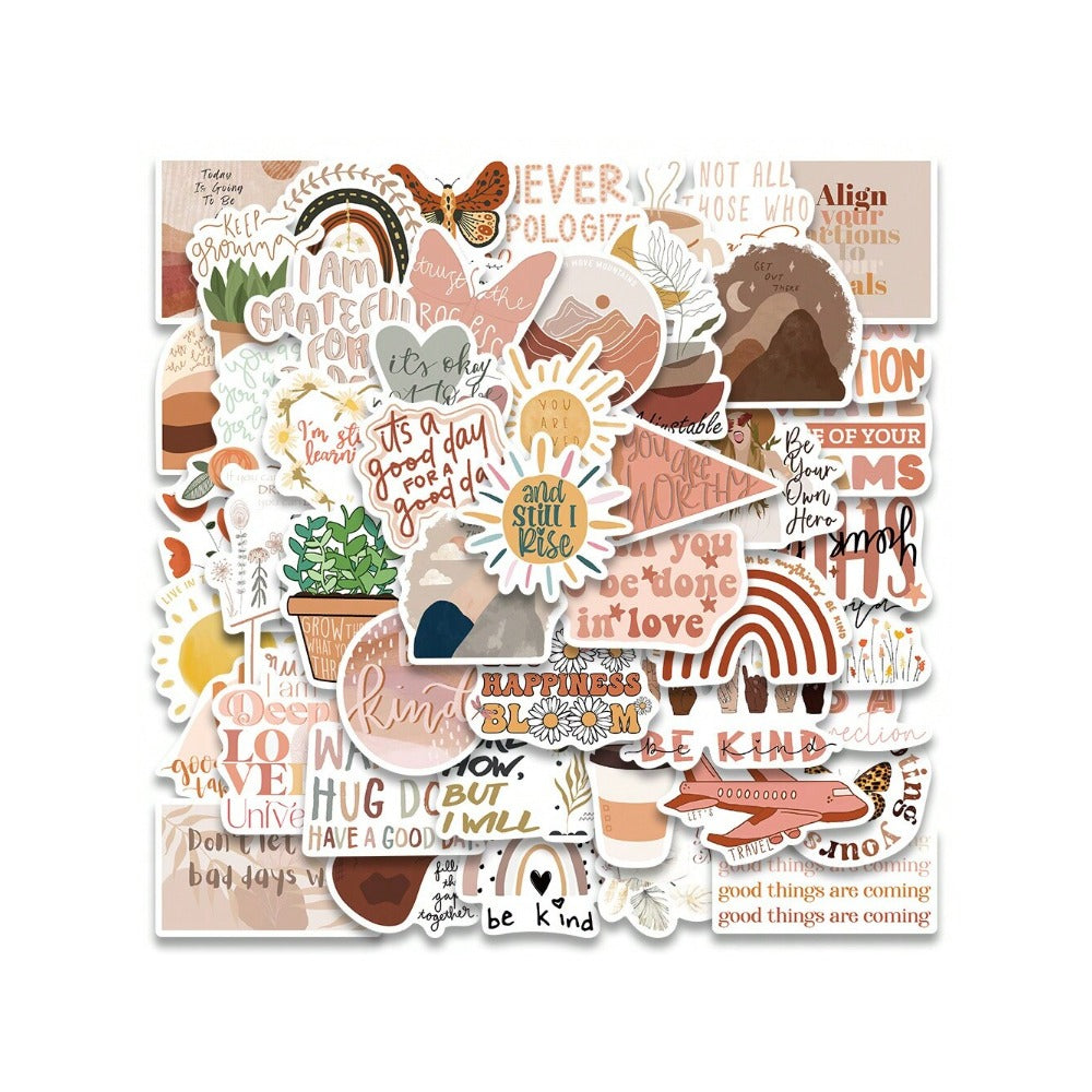 50PCS Cartoon Bohemian Style Graffiti Stickers - Exquisite and Fashionable DIY Journal Decorations Suitable for Skateboards, Guitars, Laptops, and Stationery Boxes