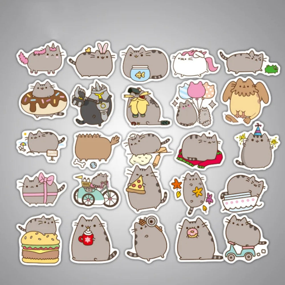50PCS Cute Cartoon Chubby Cat Doodle Stickers Perfect for Phone Cases, Skateboards, Water Bottles, Helmets, Guitars, and Stationery Boxes Exquisite Creative Decorative Decals