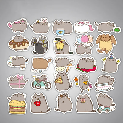 50PCS Cute Cartoon Chubby Cat Doodle Stickers Perfect for Phone Cases, Skateboards, Water Bottles, Helmets, Guitars, and Stationery Boxes Exquisite Creative Decorative Decals