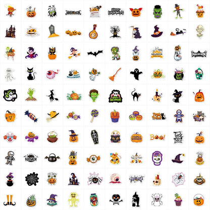 100PCS Halloween Pumpkin Stickers, Bulk Cute Cartoon Doodle Decals for Massive Party Decor and Treat Bags