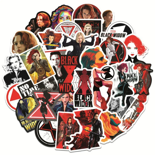 50PCS Black Widow Graffiti Stickers for Suitcases, Laptops, Skateboards, Water Bottles, Stationery Boxes - Exquisite Creative DIY Desktop Decor Decals