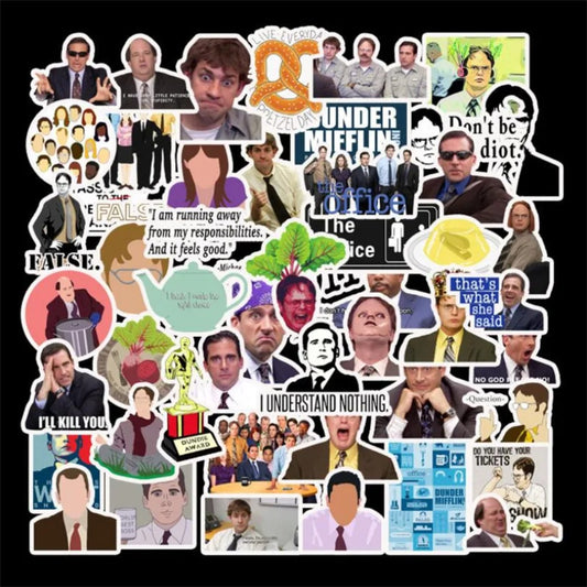 50PCS Office-Themed Doodle Stickers for Helmets, Refrigerators, Laptops, Suitcases, Travel Bags, Stationery Boxes, and More Perfect DIY Decor for Notebooks and Diaries