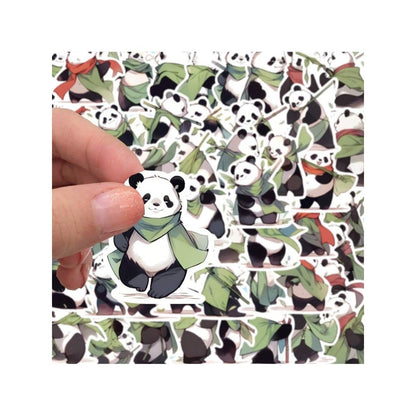 54PCS Cartoon New Cute Panda Warrior Doodle Stickers Exquisite Fashion Creative DIY Journal Decorative Decals Suitable for Notebooks, Phones, Guitars, and Stationery Boxes