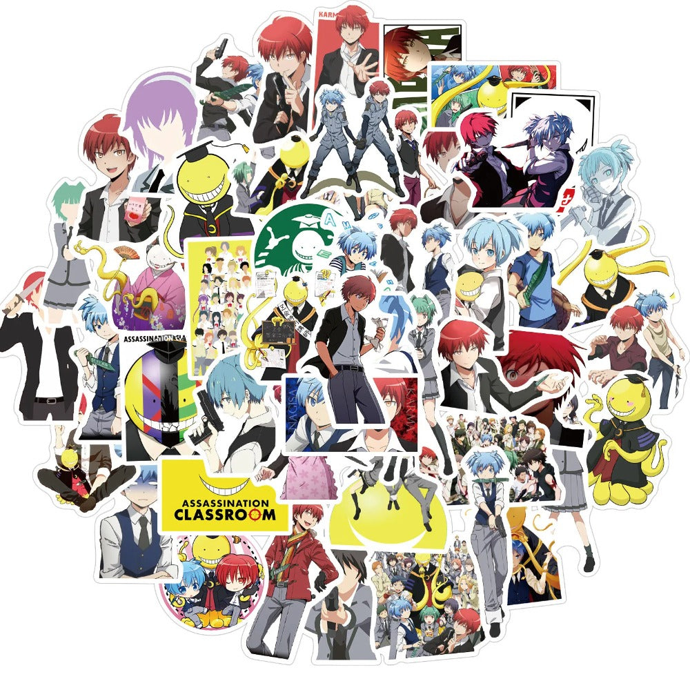 50PCS Assassination Classroom Stickers - Anime Teacher Decals for Laptops, Notebooks, School Supplies & Manga Fan Gifts