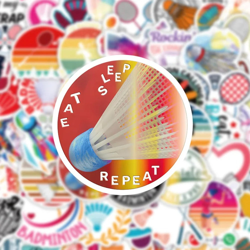 60PCS Cartoon Classic Sports Badminton Series Decorative Graffiti Stickers Exquisite, Fashionable, Creative DIY Journal Stickers Suitable for Water Bottles, Helmets, Skateboards, Pencil Cases, and Desktops