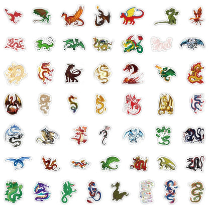 50PCS Cartoon Cool Dragon Doodle Stickers Exquisite, Fashionable, Creative DIY Journal Decorations Suitable for Phone Cases, Laptops, Skateboards, Luggage, and Stationery Boxes