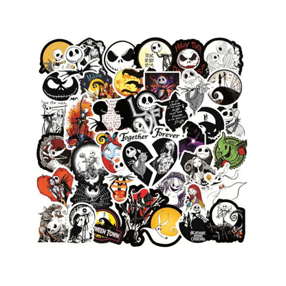 50PCS Halloween Spooky Jack-o'-Lantern Graffiti Stickers for Suitcases, Skateboards, Water Bottles, Refrigerators, Helmets - Creative DIY Decorative Decals