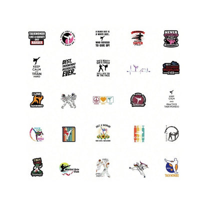 50PCS Taekwondo Series Cartoon Doodle Stickers Exquisite, Fashionable, Creative DIY Decorative Decals Suitable for Suitcases, Laptops, Phone Cases, and Stationery Boxes