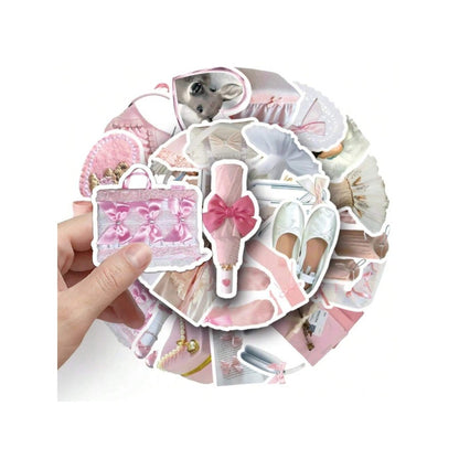 50PCS Cartoon Ballet-Style Doodle Stickers Exquisite and Fashionable DIY Creative Decorative Decals Suitable for Helmets, Laptops, Skateboards, Water Bottles, and Stationery Cases