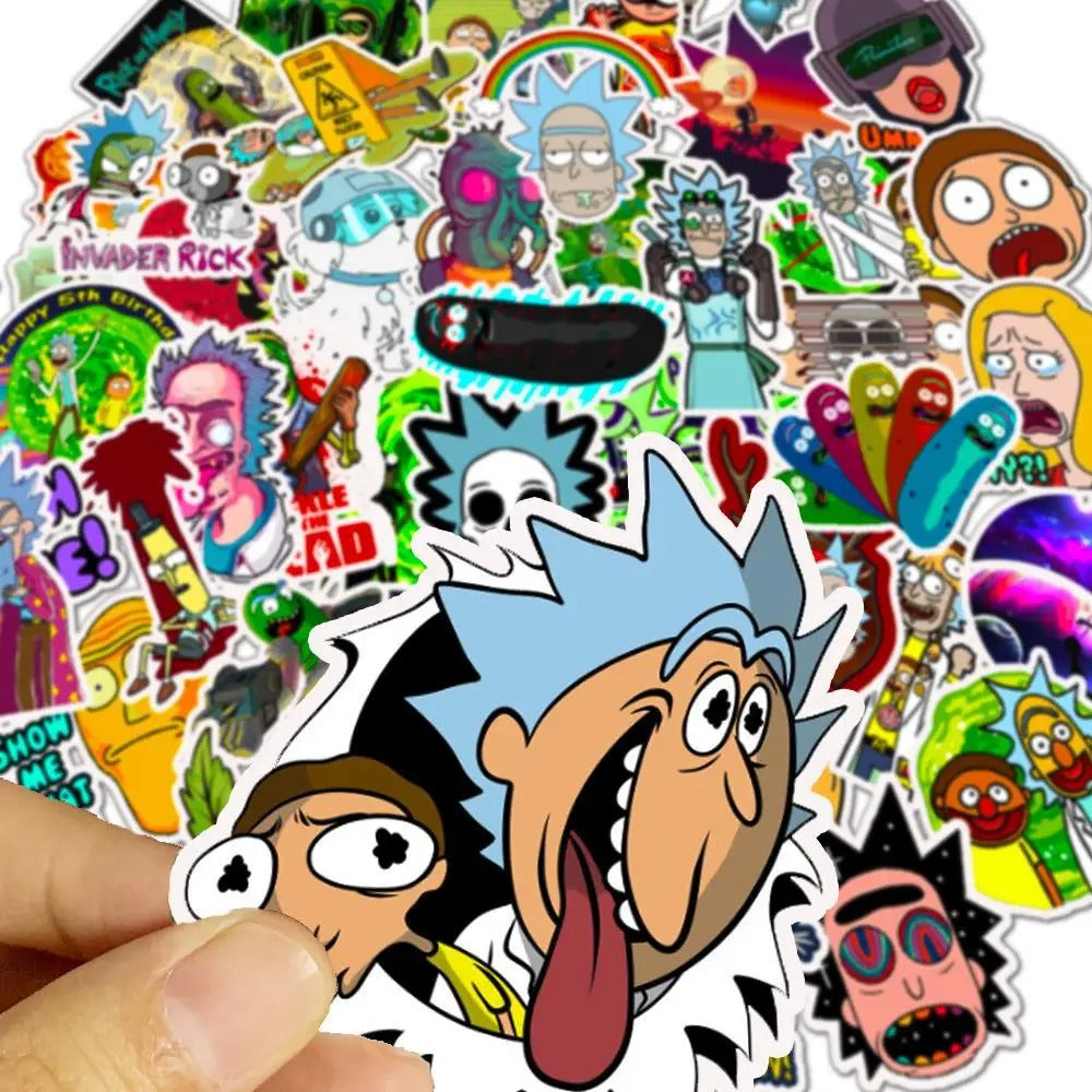 50PCS Cartoon Morty and Rick Animation Character Doodle Stickers Perfect for Suitcases, Water Bottles, Guitars, Skateboards, Helmets, and Stationery Boxes Exquisite DIY Desktop Decor Decals