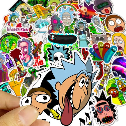 50PCS Cartoon Morty and Rick Animation Character Doodle Stickers Perfect for Suitcases, Water Bottles, Guitars, Skateboards, Helmets, and Stationery Boxes Exquisite DIY Desktop Decor Decals