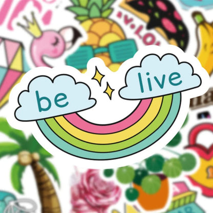 50PCS Adorable Cartoon Girly-Style Fresh & Cute Doodle Stickers Perfect for Suitcases, Refrigerators, Water Bottles, Skateboards, Guitars Exquisite Creative Desktop Decor Decals