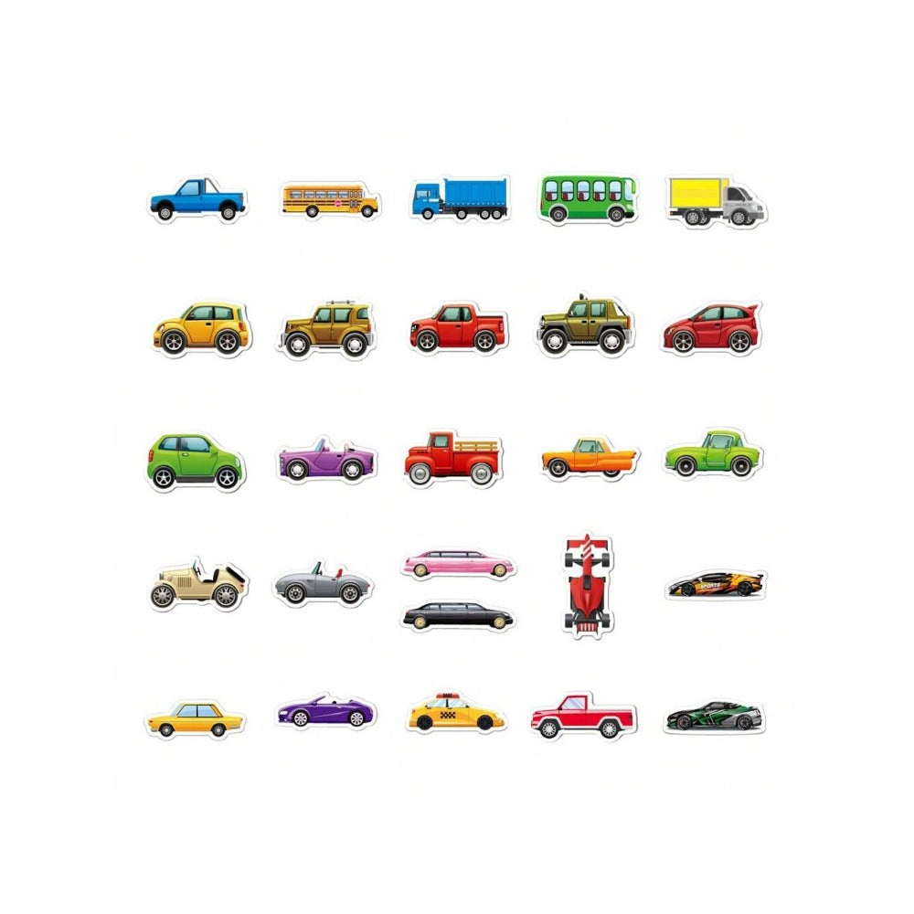 50PCS Cartoon Car Excavator Forklift Graffiti Stickers Exquisite, Stylish, Creative DIY Decorative Decals Suitable for Water Bottles, Helmets, Skateboards, and Stationery Cases