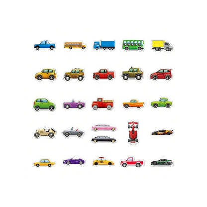 50PCS Cartoon Car Excavator Forklift Graffiti Stickers Exquisite, Stylish, Creative DIY Decorative Decals Suitable for Water Bottles, Helmets, Skateboards, and Stationery Cases