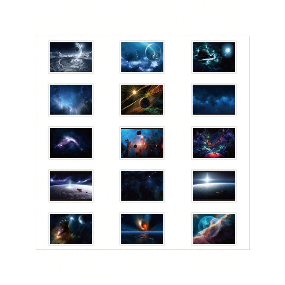 50PCS Dreamy Starry Sky Series Doodle Stickers Space Travel Cartoon Scenery Suitable for Skateboards, Guitars, Water Bottles, Helmets, Stationery Boxes, Desktop Decorations
