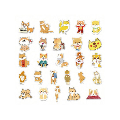 51PCS Adorable Cartoon Shiba Inu Animal Doodle Stickers Exquisite, Fashionable, Creative DIY Decorative Sticker Sheets Perfect for Notebooks, Helmets, Luggage, Refrigerators, Stationery Boxes, and Desktops