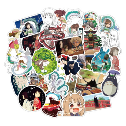 50PCS Adorable Spirited Away Anime Doodle Stickers for Skateboards, Laptops, Water Bottles, Stationery Cases, and Creative Journaling