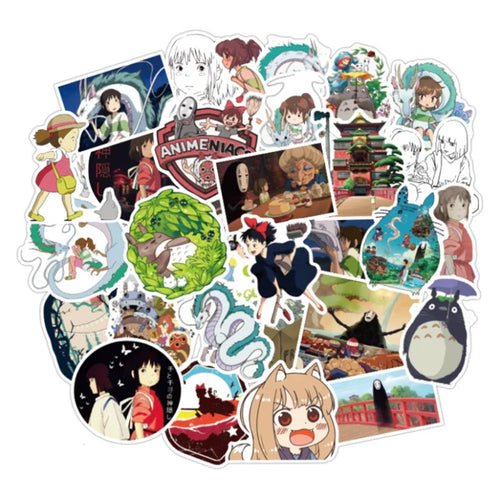 50PCS Adorable Spirited Away Anime Doodle Stickers for Skateboards, Laptops, Water Bottles, Stationery Cases, and Creative Journaling