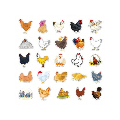 50PCS Cartoon Chicken Animal Doodle Stickers Exquisite Creative Decorative Decals Suitable for Refrigerators, Phone Cases, Skateboards, Water Bottles, Stationery Boxes, and Desktops