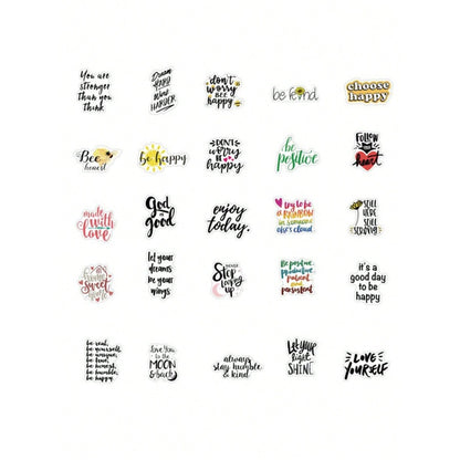50PCS Inspirational English Learning Motto Doodle Stickers Exquisite, Stylish, Creative DIY Journal Decor Decals Suitable for Mugs, Helmets, Skateboards, and Stationery Cases