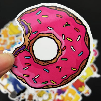 50PCS Cartoon Simpsons Character Doodle Stickers for Suitcases, Skateboards, Water Bottles, Helmets, Guitars, Stationery Boxes, and Beautiful DIY Desktop Decor Decals