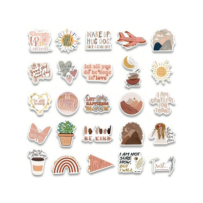 50PCS Cartoon Bohemian Style Graffiti Stickers - Exquisite and Fashionable DIY Journal Decorations Suitable for Skateboards, Guitars, Laptops, and Stationery Boxes