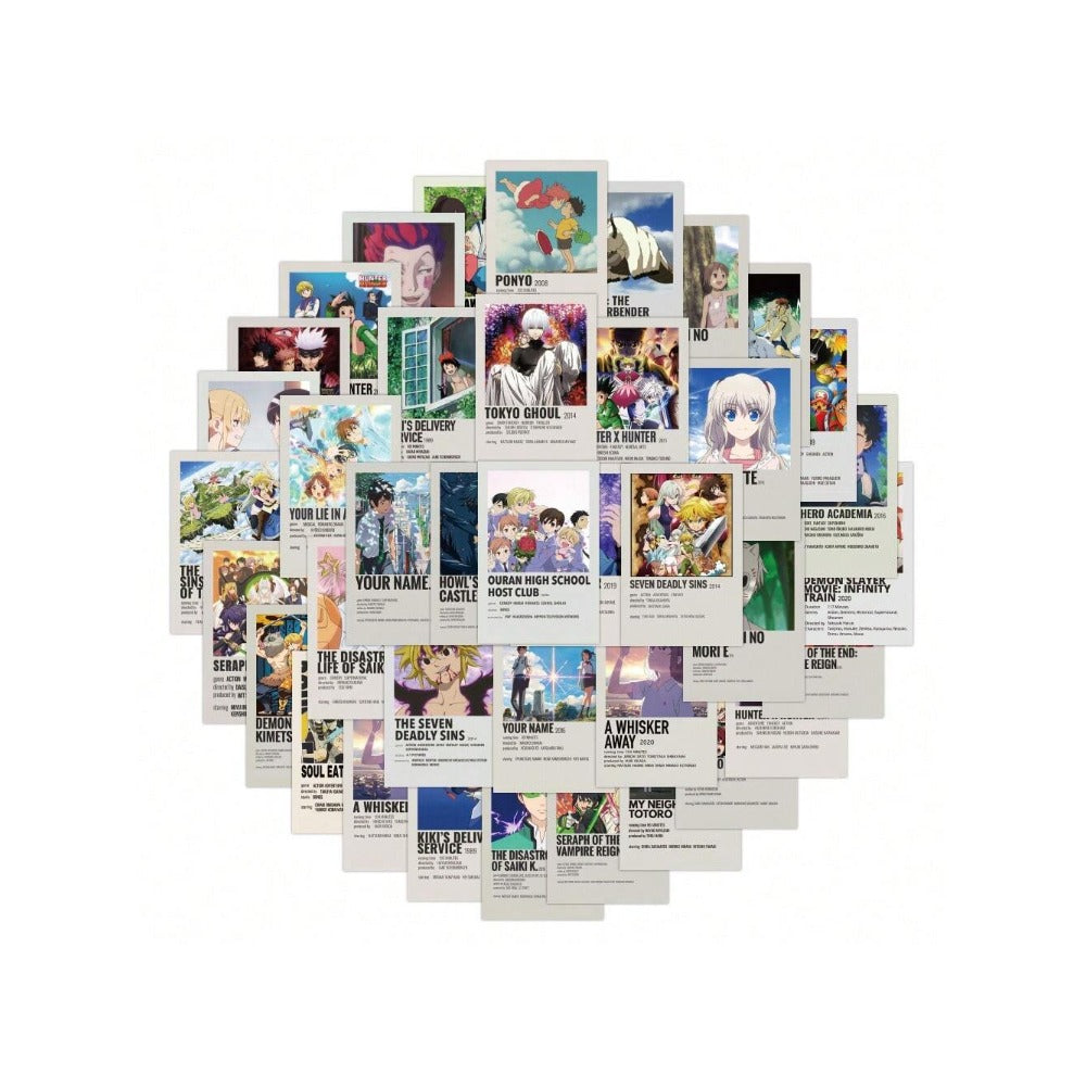 50PCS Anime Character Poster-Style Doodle Stickers Exquisite, Fashionable, Creative DIY Journal Decorations Suitable for Cups, Helmets, Skateboards, and Stationery Cases